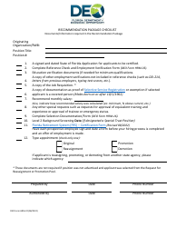 Document preview: DEO Form HRM-22 Recommendation Package Checklist - Florida