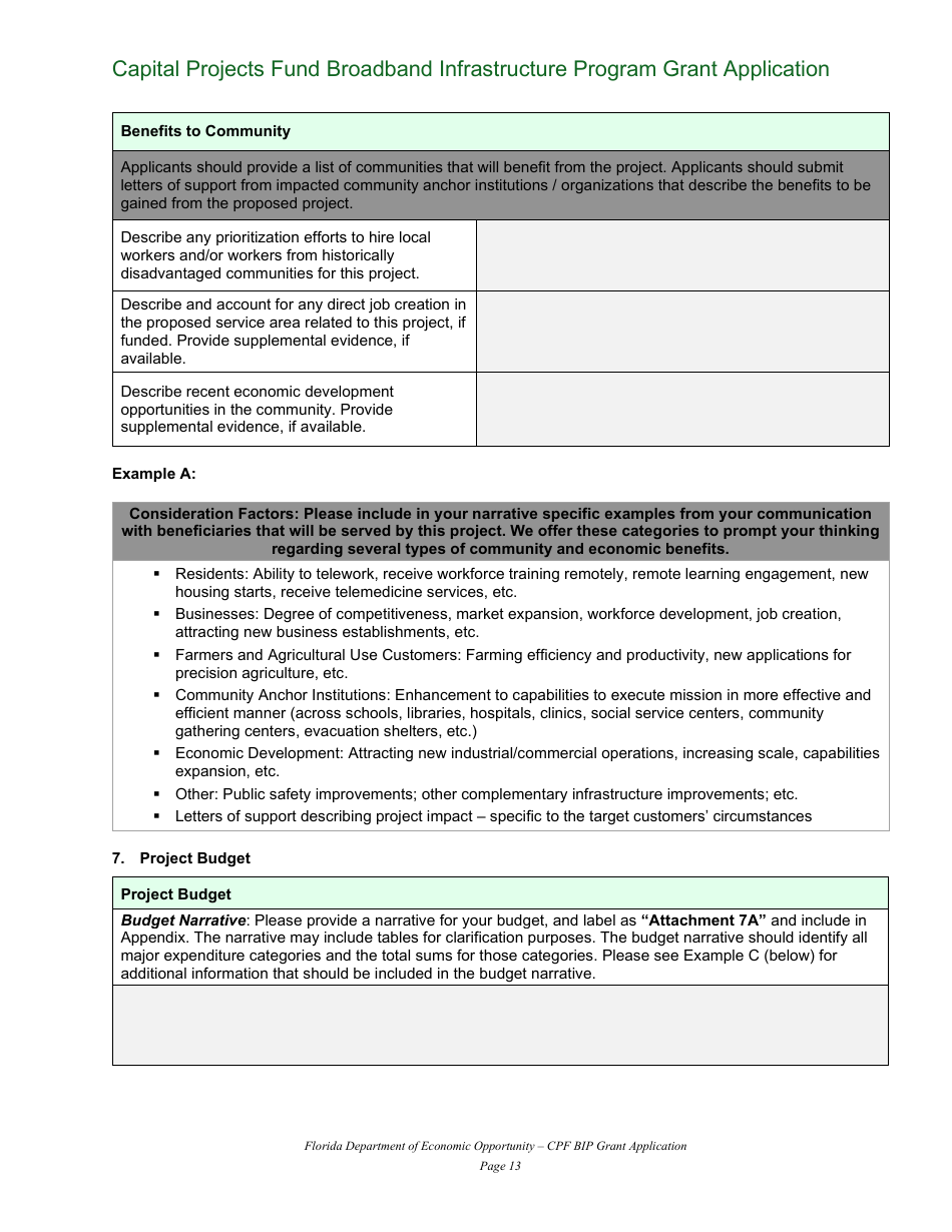Capital Projects Fund Broadband Infrastructure Program Grant Application - Florida, Page 13