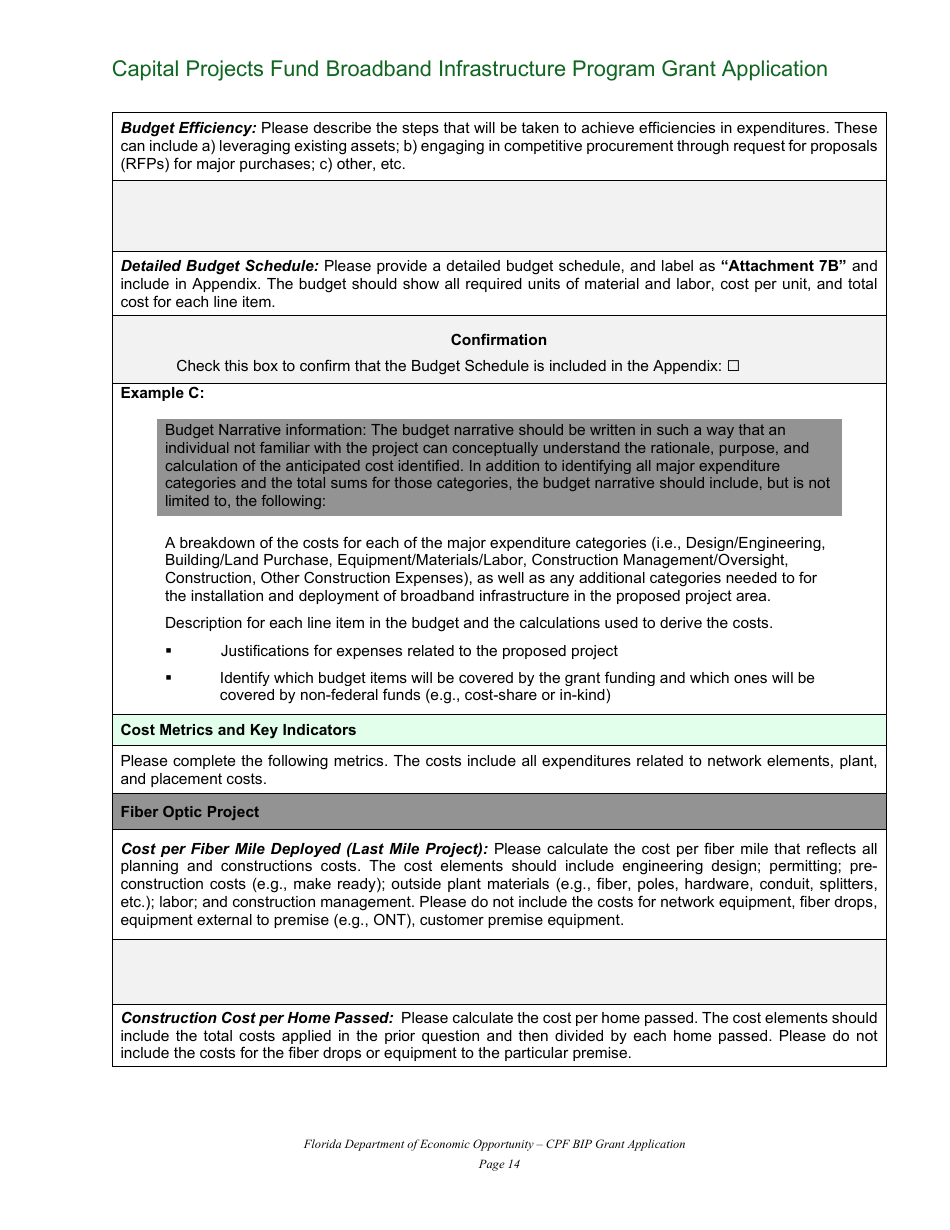 Capital Projects Fund Broadband Infrastructure Program Grant Application - Florida, Page 14