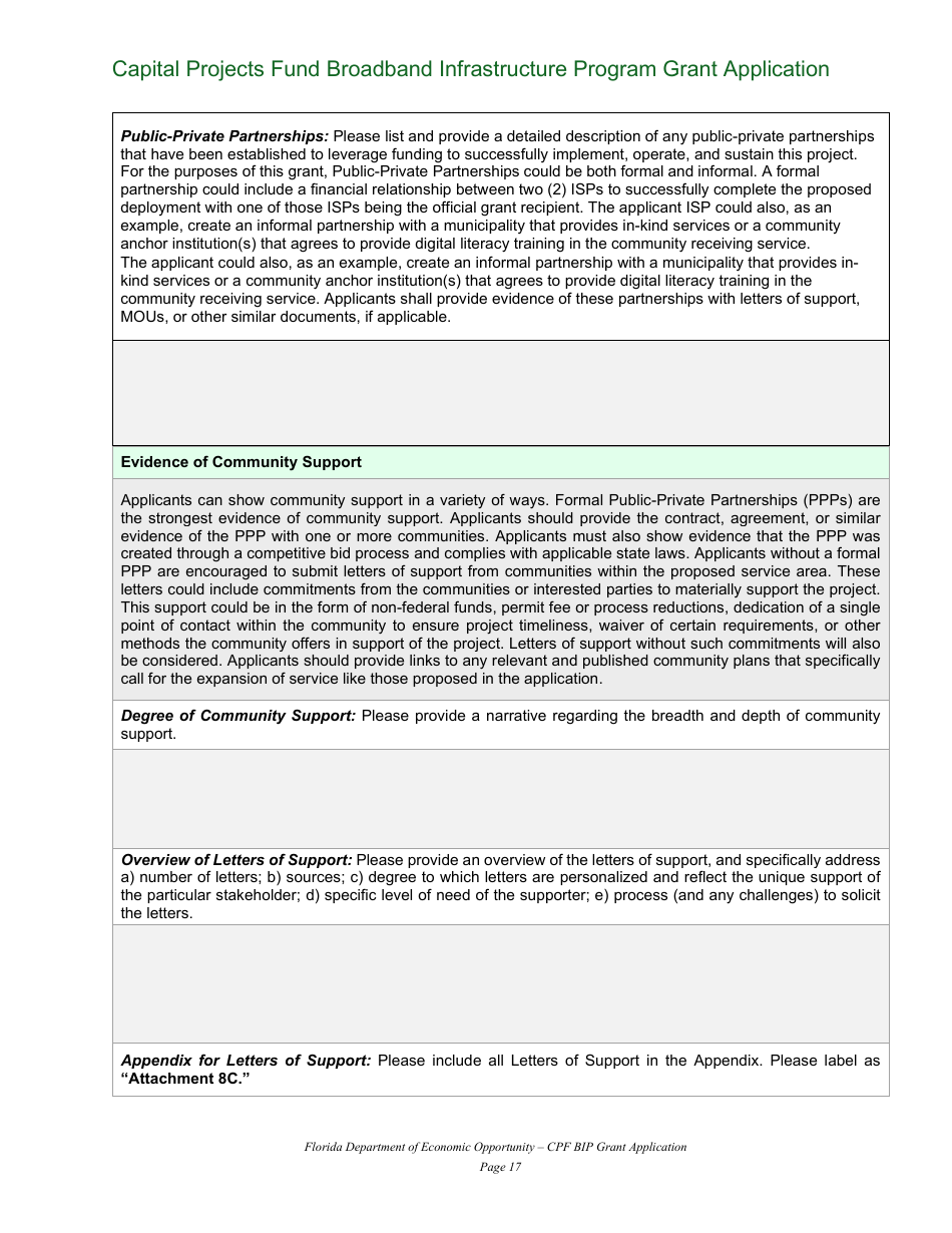 Capital Projects Fund Broadband Infrastructure Program Grant Application - Florida, Page 17