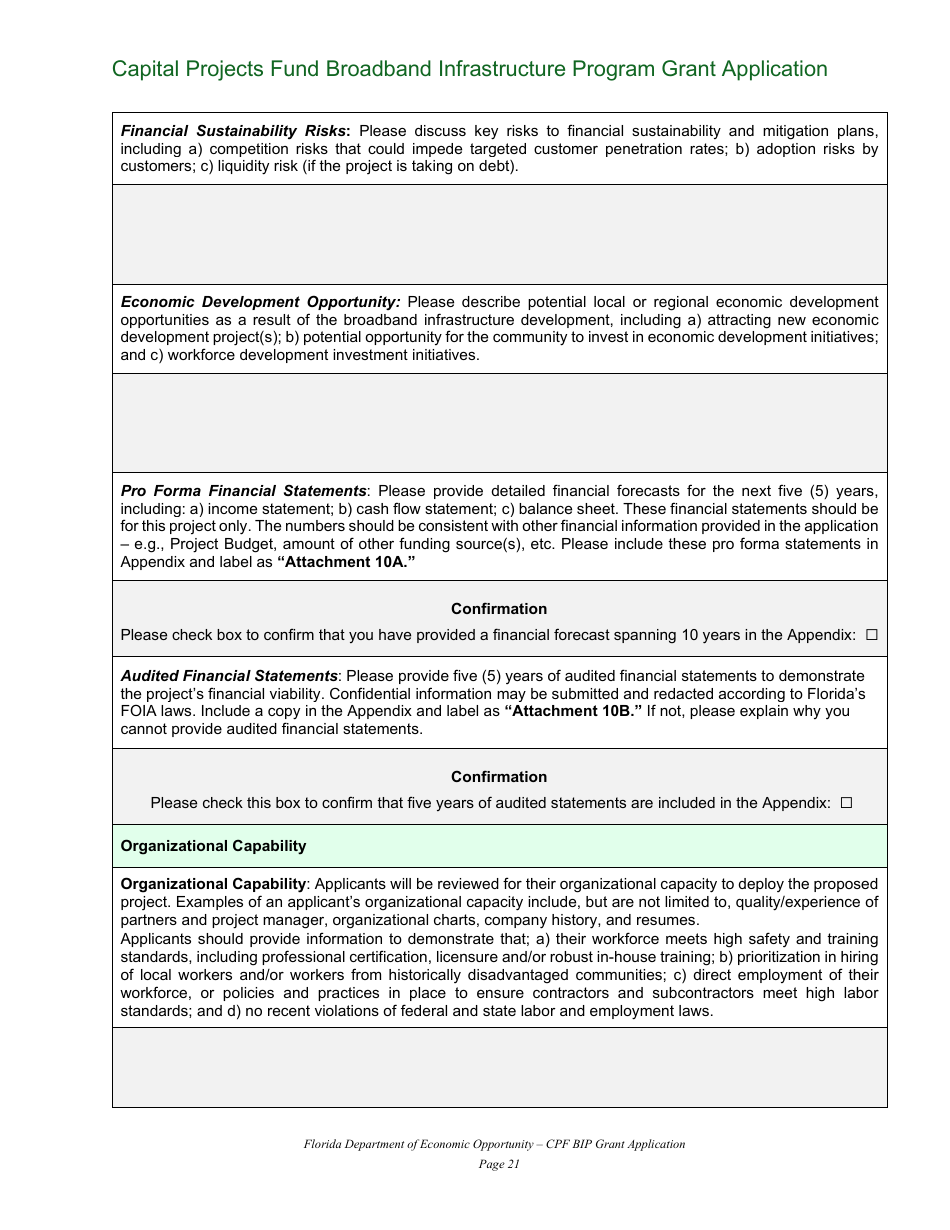 Capital Projects Fund Broadband Infrastructure Program Grant Application - Florida, Page 21