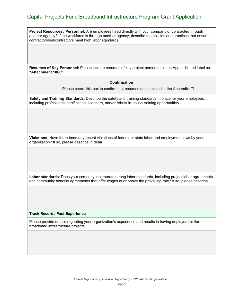 Capital Projects Fund Broadband Infrastructure Program Grant Application - Florida, Page 22