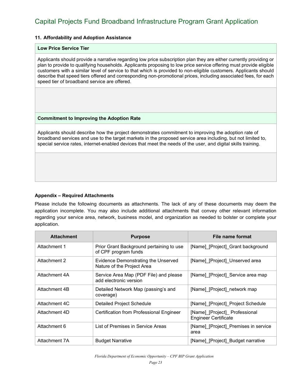 Capital Projects Fund Broadband Infrastructure Program Grant Application - Florida, Page 23
