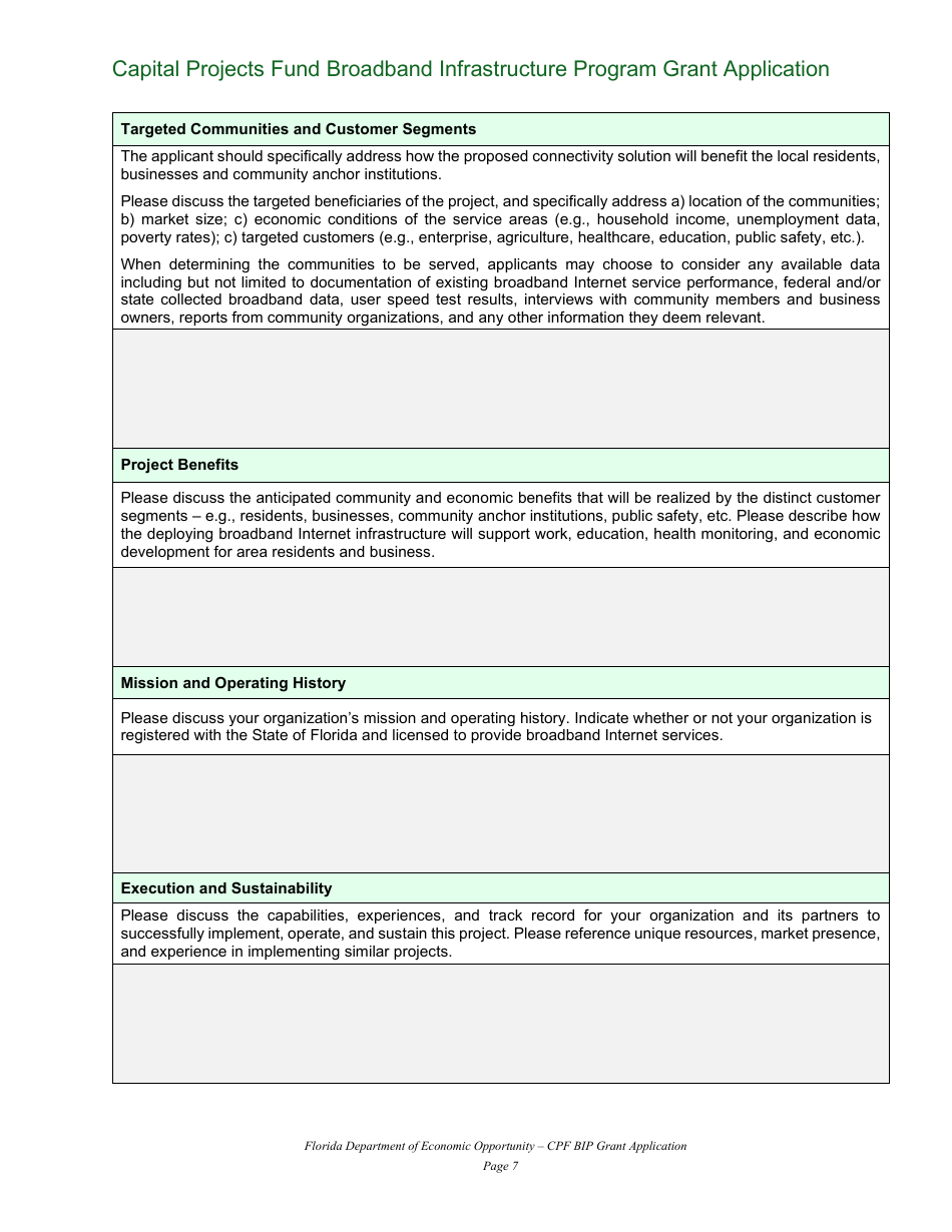 Capital Projects Fund Broadband Infrastructure Program Grant Application - Florida, Page 7