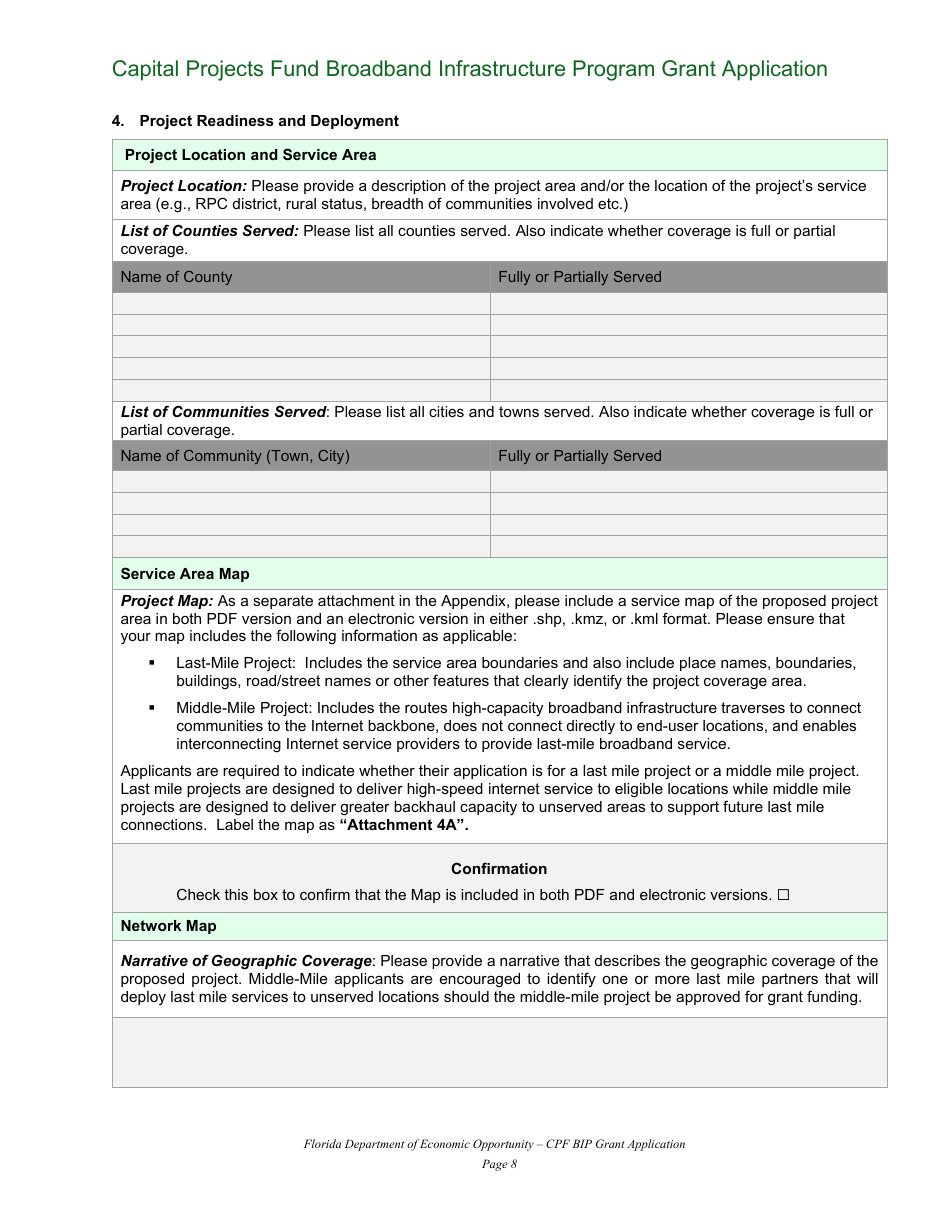 Capital Projects Fund Broadband Infrastructure Program Grant Application - Florida, Page 8
