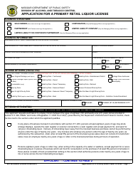 Form MO829-A0008 Application for a Primary Retail Liquor License - Missouri