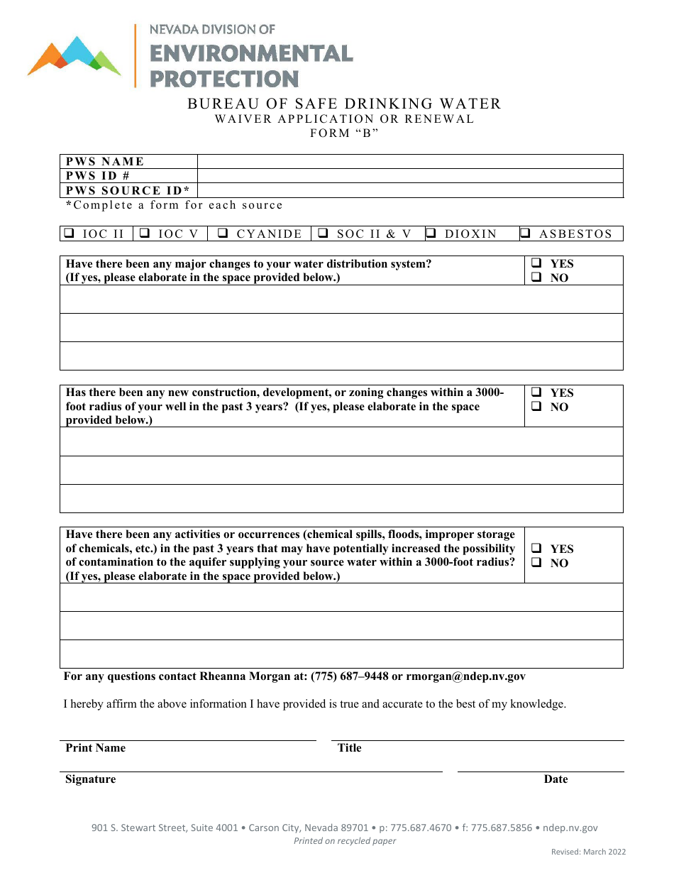 Form B - Fill Out, Sign Online And Download Printable PDF, Nevada ...