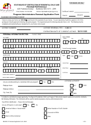 Form MD-BRCCP Program Administrators Renewal Application Form - Maryland