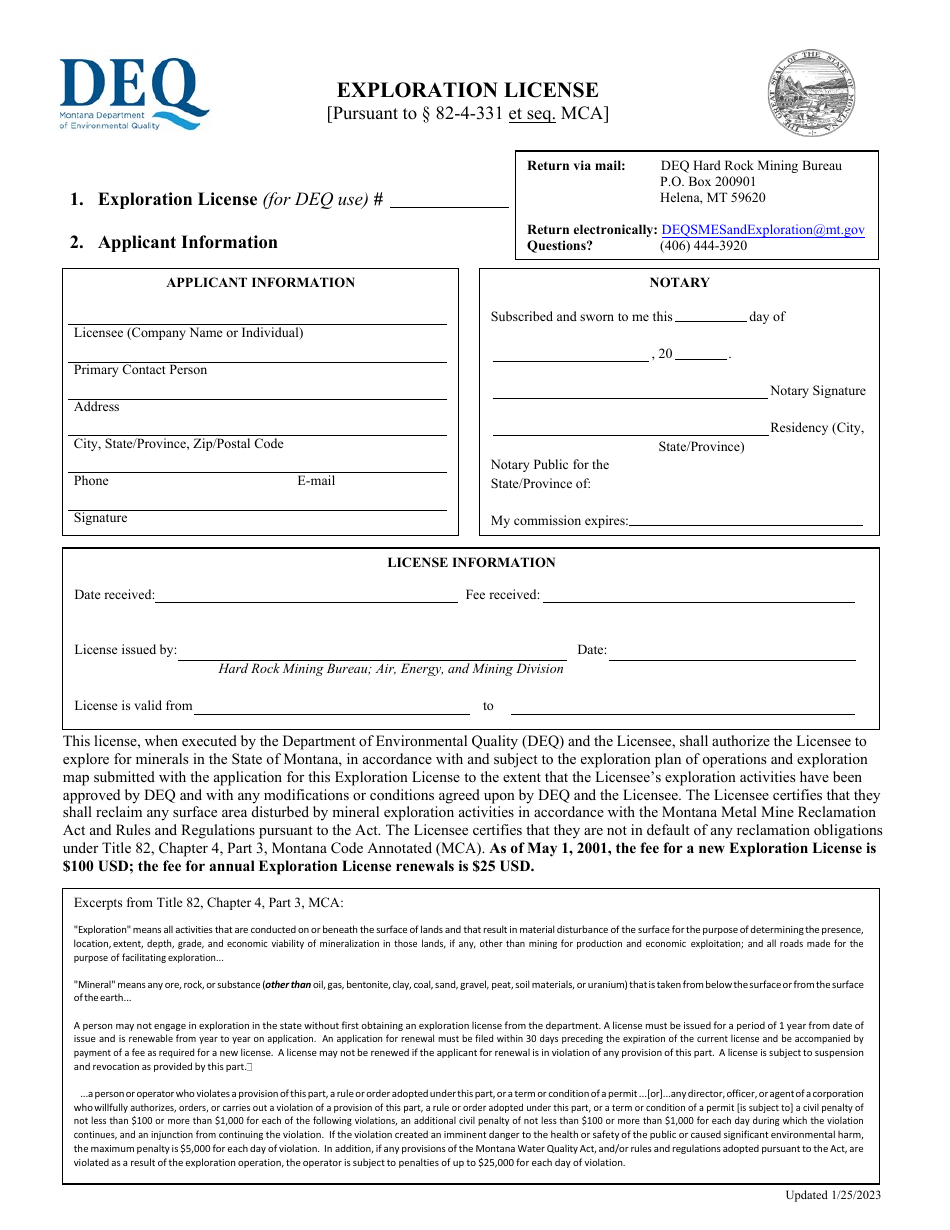 Application for Exploration License - Montana, Page 5