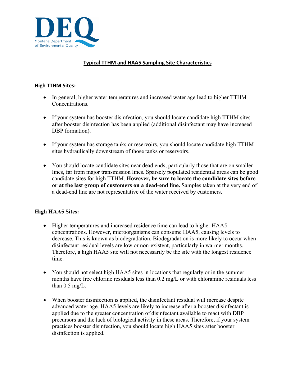Change of Sampling Site for Disinfection Byproducts - Montana, Page 2