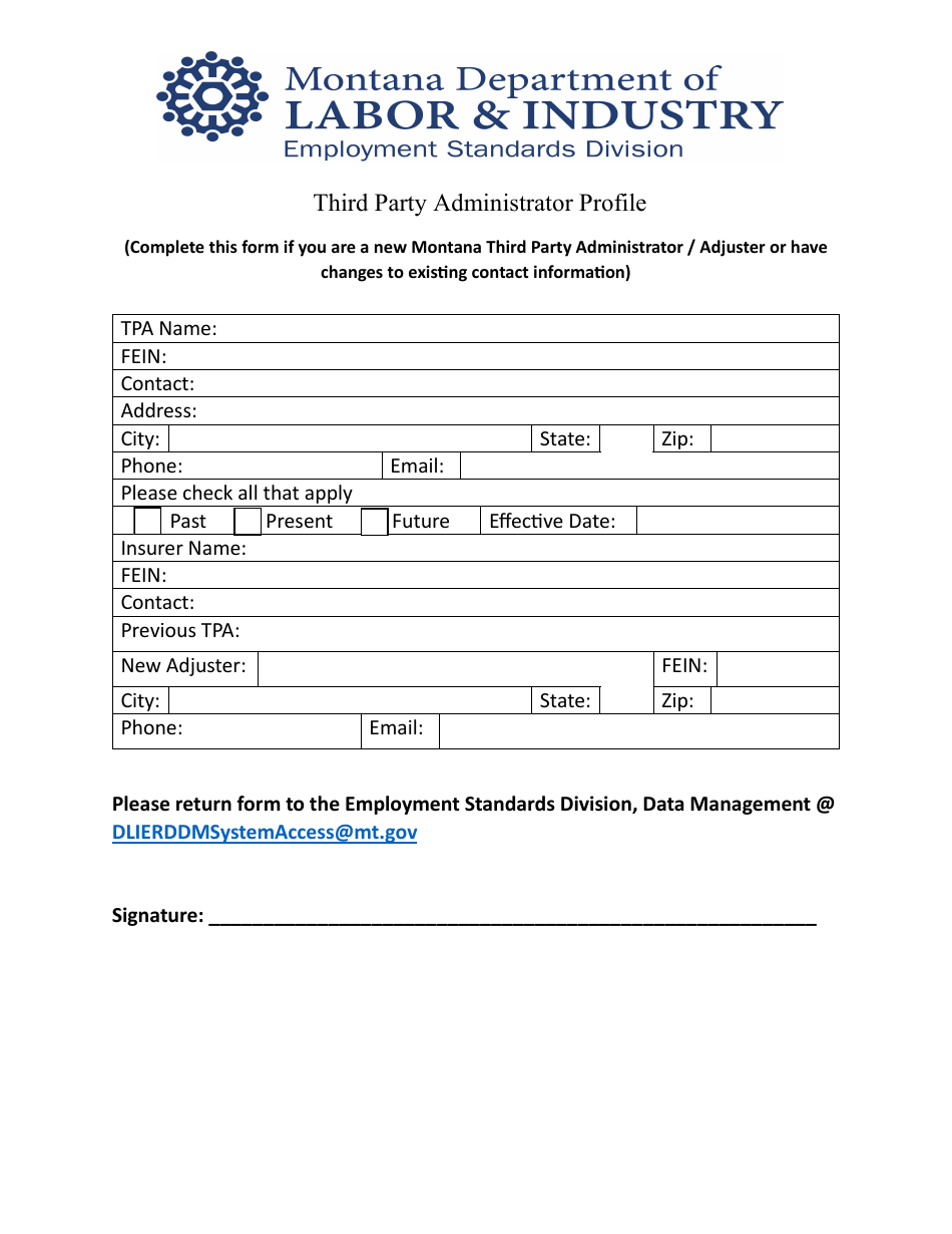 Third Party Administrator Profile - Montana, Page 1