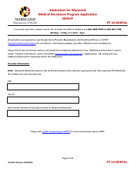 Document preview: Addendum for Maryland Medical Assistance Program Application - Group - Pt 14 Dental - Maryland