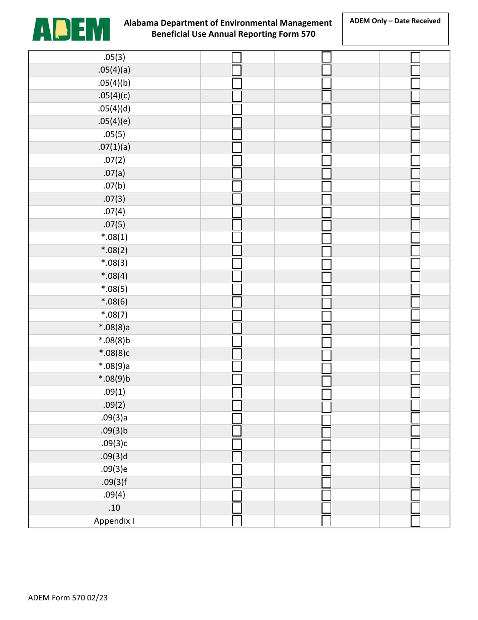 ADEM Form 570 Beneficial Use Annual Reporting Form - Alabama, Page 4