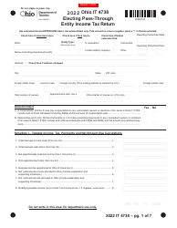 Form IT4738 Electing Pass-Through Entity Income Tax Return - Ohio