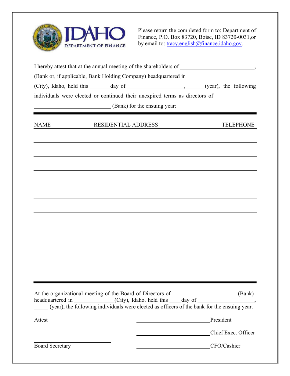 idaho-bank-directors-and-executive-officers-list-fill-out-sign