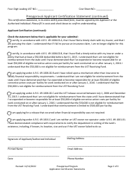 Underground Storage Tank (Ust) Preapproval Applicant Certification Statement - Arizona, Page 2