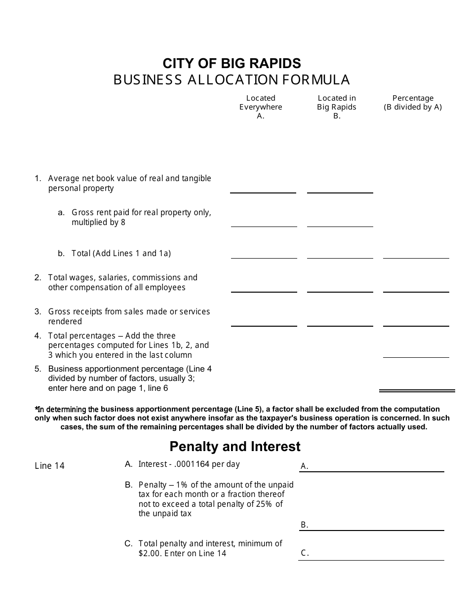 Form 1120 Income Tax Summary Return for Corporations - City of Big Rapids, Michigan, Page 3
