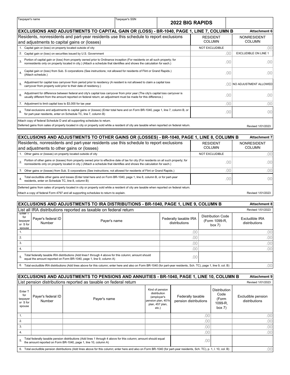 Form BR-1040 Schedule TC - City of Big Rapids, Michigan, Page 7