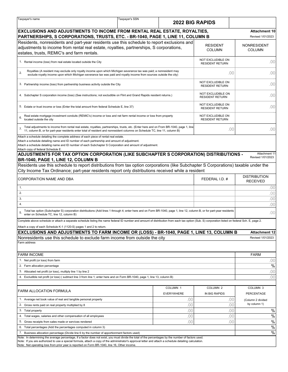 Form BR-1040 Schedule TC - City of Big Rapids, Michigan, Page 8