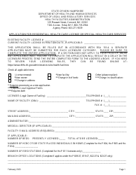 Application for Residential, Health Care License or Special Health Care Services - New Hampshire