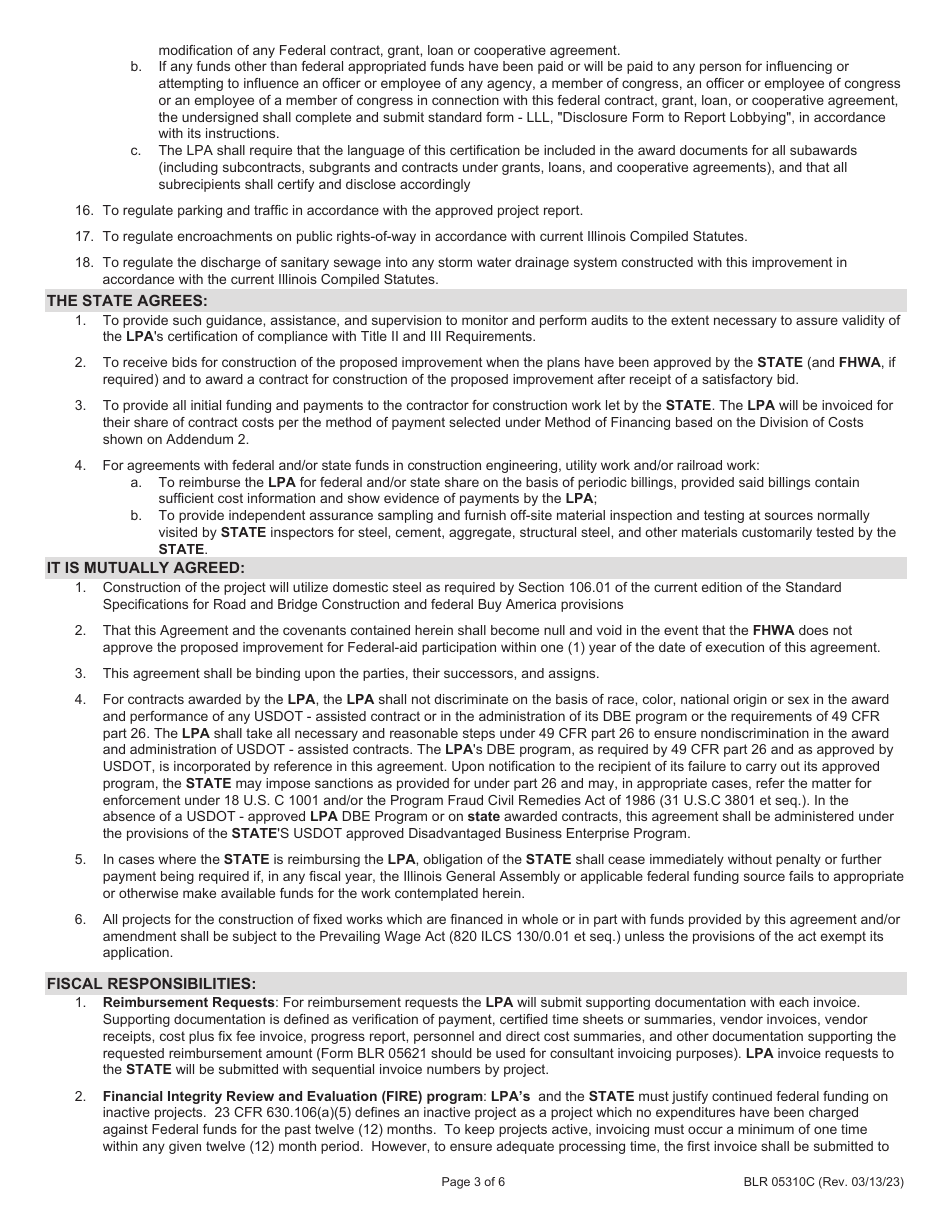 Form BLR05310C Joint Funding Agreement for Construction Work - Illinois, Page 3