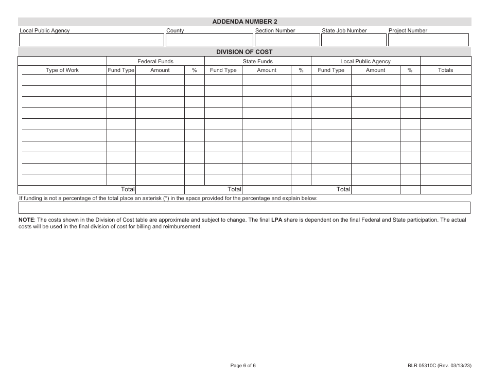 Form BLR05310C Joint Funding Agreement for Construction Work - Illinois, Page 6