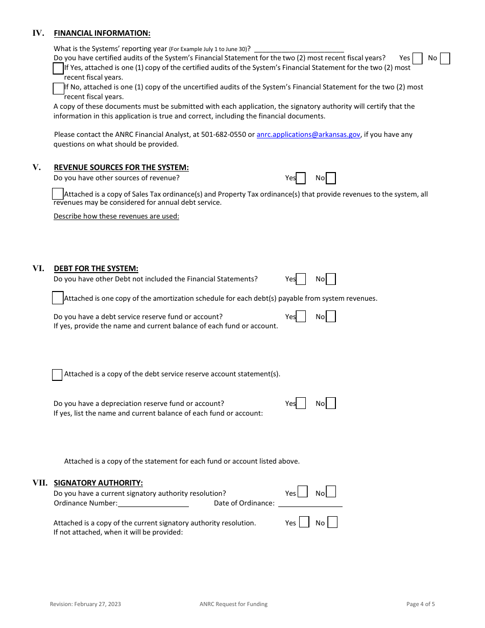 Arkansas Natural Resources Commission Funding Application - Arkansas, Page 4