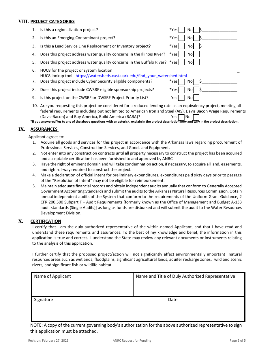 Arkansas Natural Resources Commission Funding Application - Arkansas, Page 5