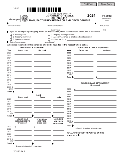 Form PT-300 Schedule C 2024 Printable Pdf