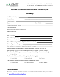 Form 2 Special Education Evaluation Plan and Report - Vermont