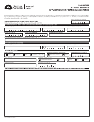 Form HLTH5400 Pharmacare Orthotic Benefits Application for Financial Assistance - British Columbia, Canada