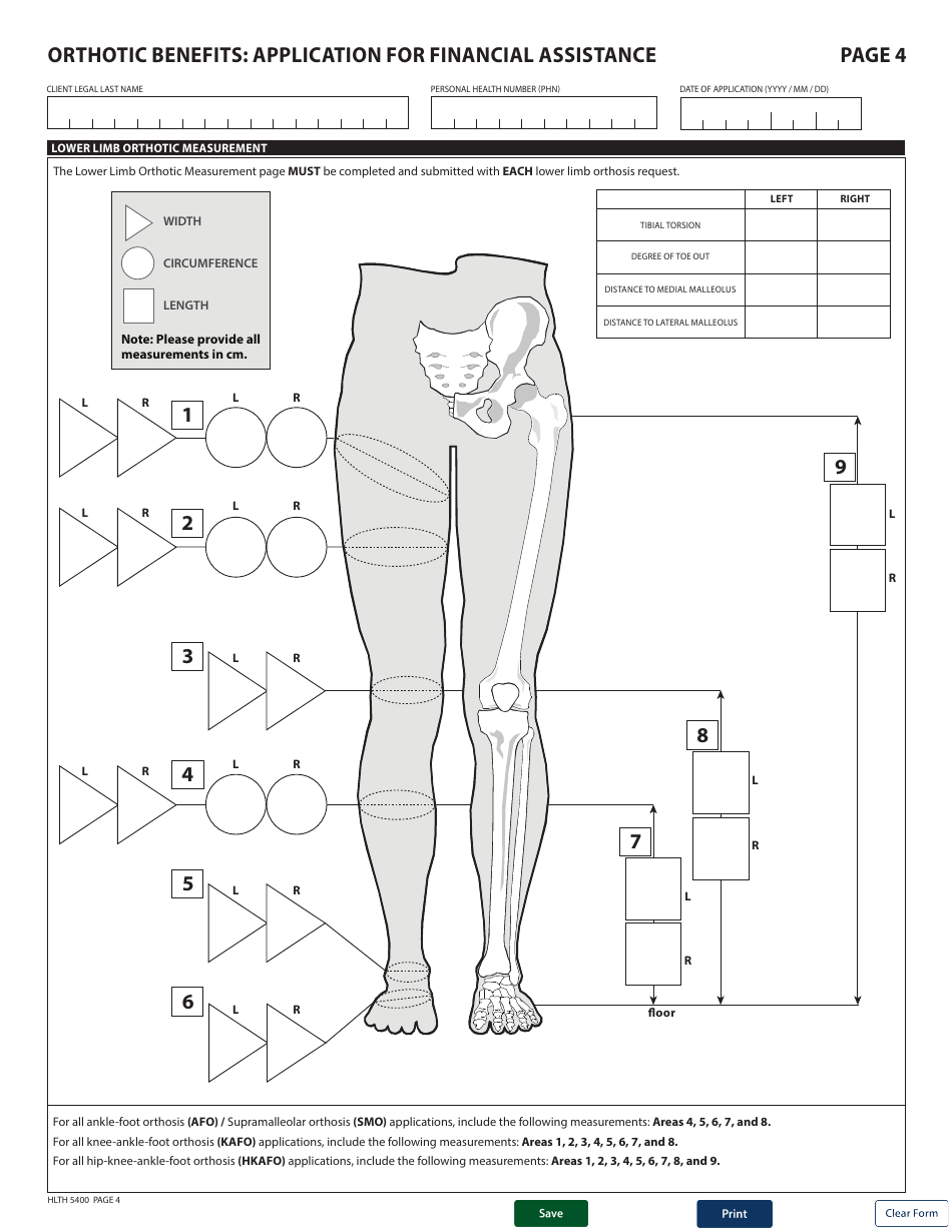 Form HLTH5400 Pharmacare Orthotic Benefits Application for Financial Assistance - British Columbia, Canada, Page 4
