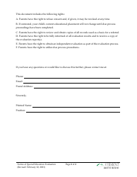Form 3 Prior Written Notice for Special Education Evaluation - Vermont, Page 2