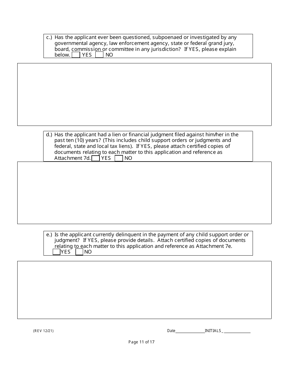Non-facility / Vendor Gaming Employees License Application - Rhode Island, Page 11