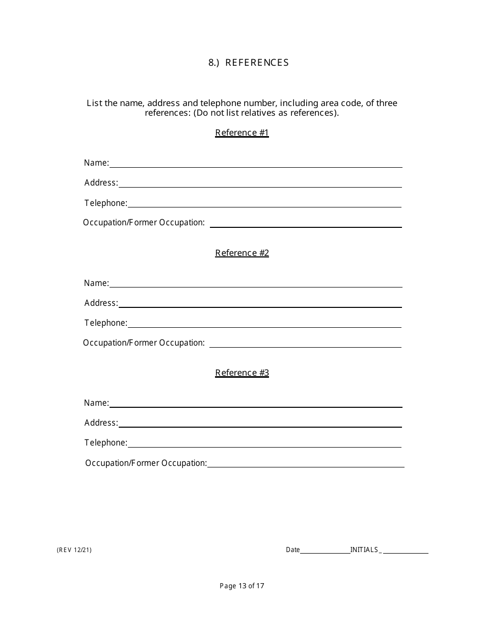 Non-facility / Vendor Gaming Employees License Application - Rhode Island, Page 13