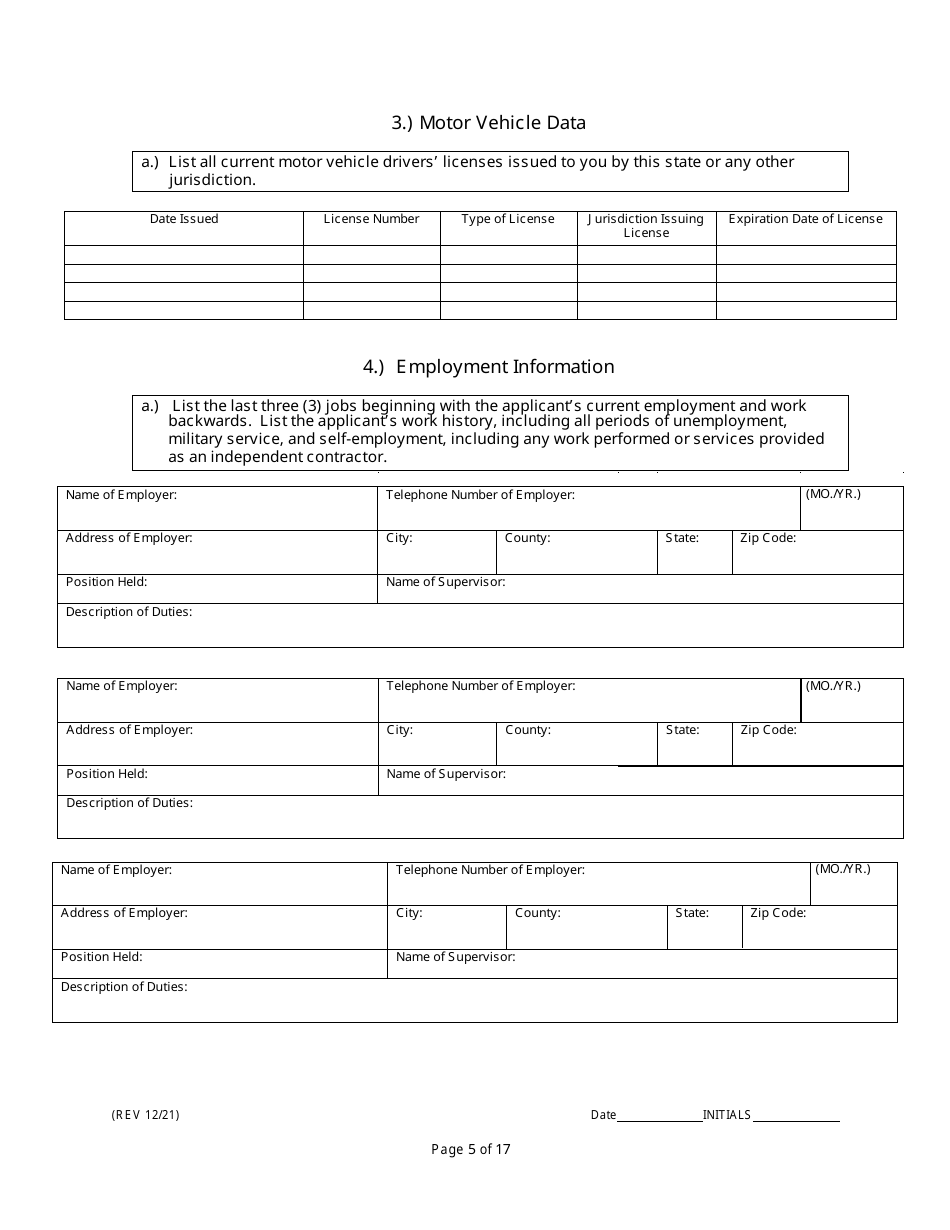 Non-facility / Vendor Gaming Employees License Application - Rhode Island, Page 5