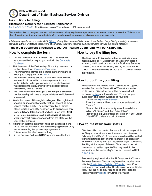 Form 303  Printable Pdf