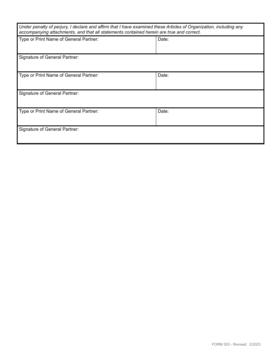 Form 303 Election to Comply for a Limited Partnership - Rhode Island, Page 3