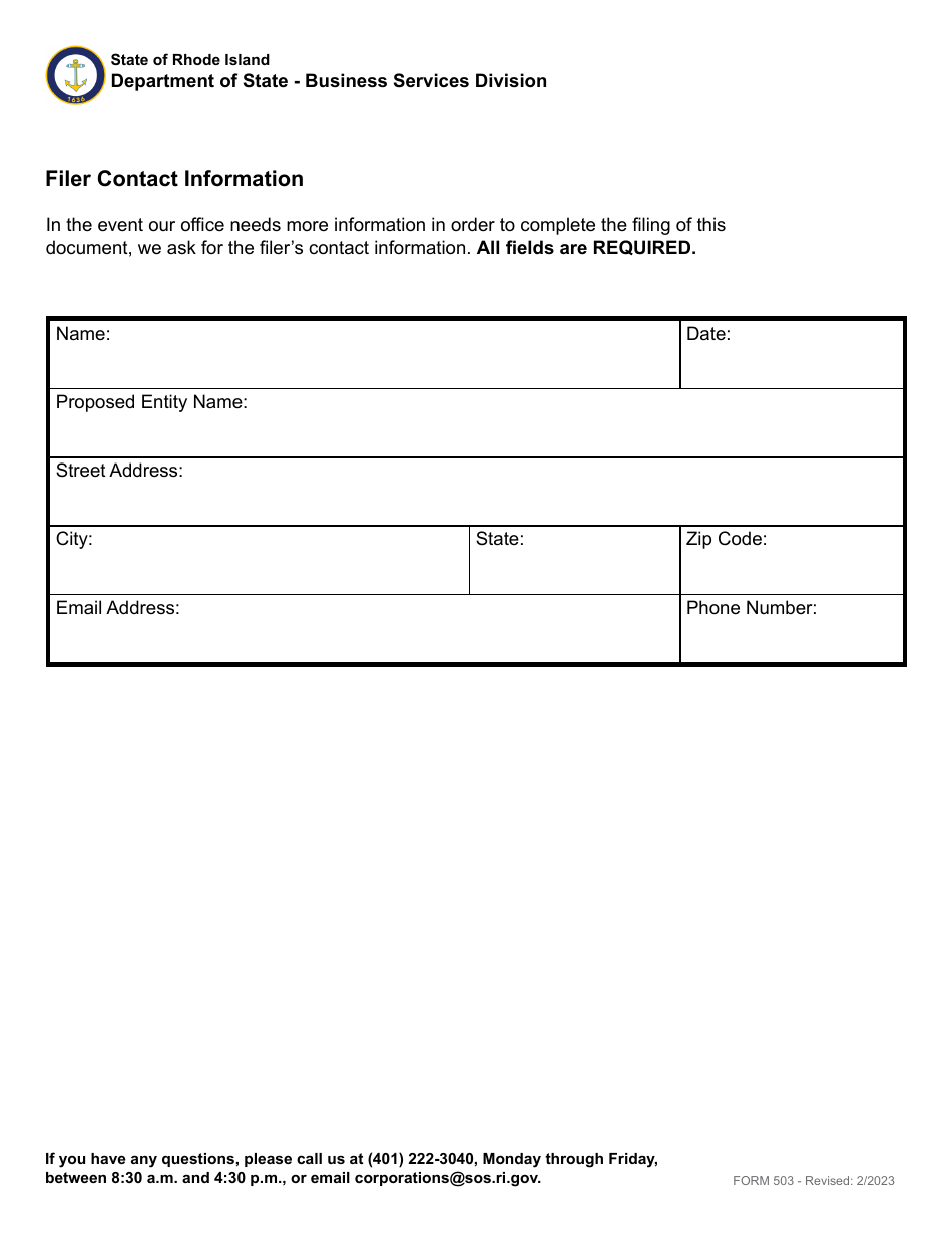 Form 503 Election to Comply for a Limited Liability Partnership - Rhode Island, Page 3