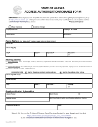 Document preview: Address Authorization/Change Form - Alaska