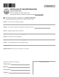 Document preview: Articles of Incorporation (General Business) - Idaho