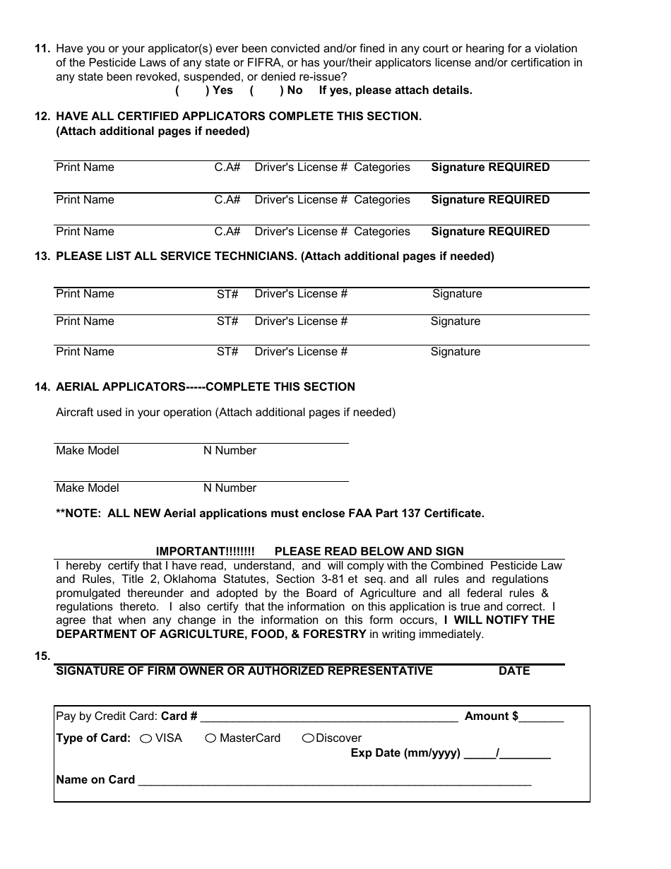 Application for Pesticide Applicator License - Oklahoma, Page 3