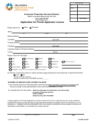 Document preview: Application for Private Applicator License - Oklahoma