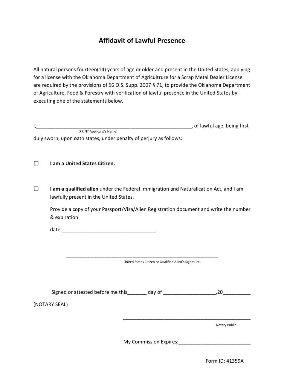 Oklahoma Oklahoma Scrap Metal Dealer License Application Fill Out