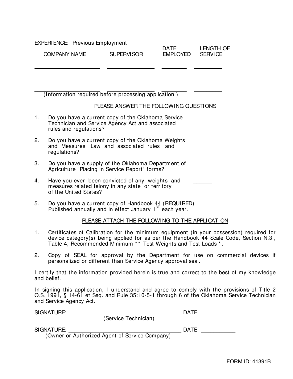 Application for Device Service Technician License - Oklahoma, Page 2