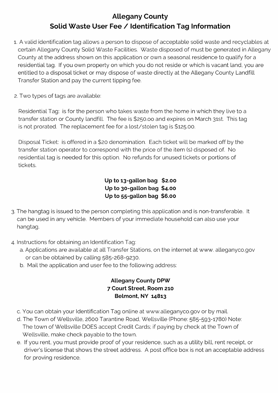 Solid Waste Facility Tag Application - Allegany County, New York, Page 2