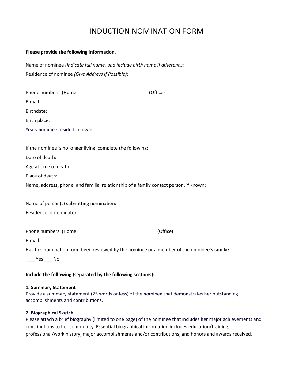 Iowa Womens Hall of Fame Nomination Form - Iowa, Page 3