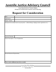 Document preview: Request for Consideration - Juvenile Justice Advisory Council - Iowa