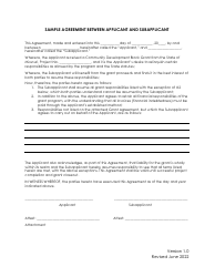 Document preview: Sample Agreement Between Applicant and Subapplicant - Community Development Block Grant - Missouri