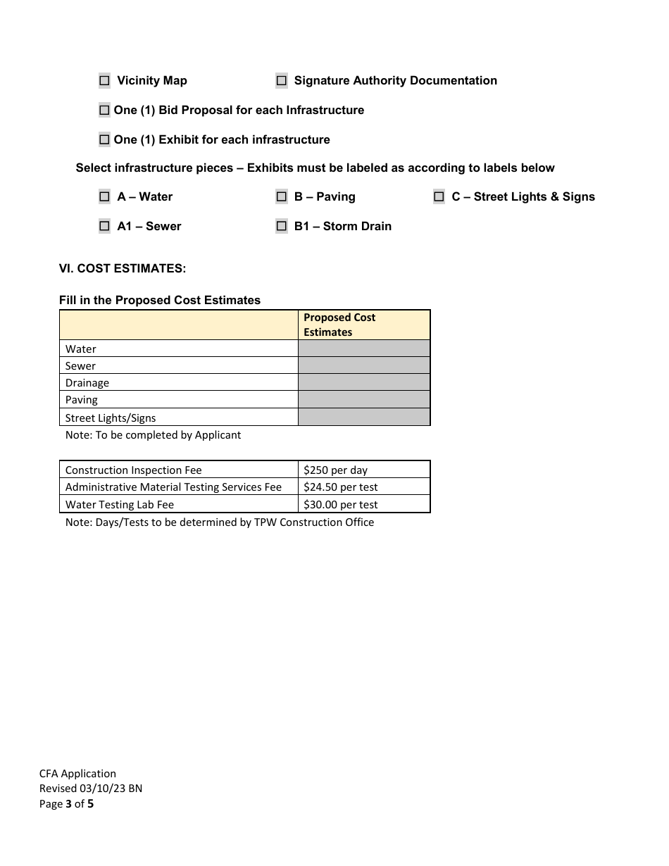 Community Facilities Agreement Application - City of Fort Worth, Texas, Page 3